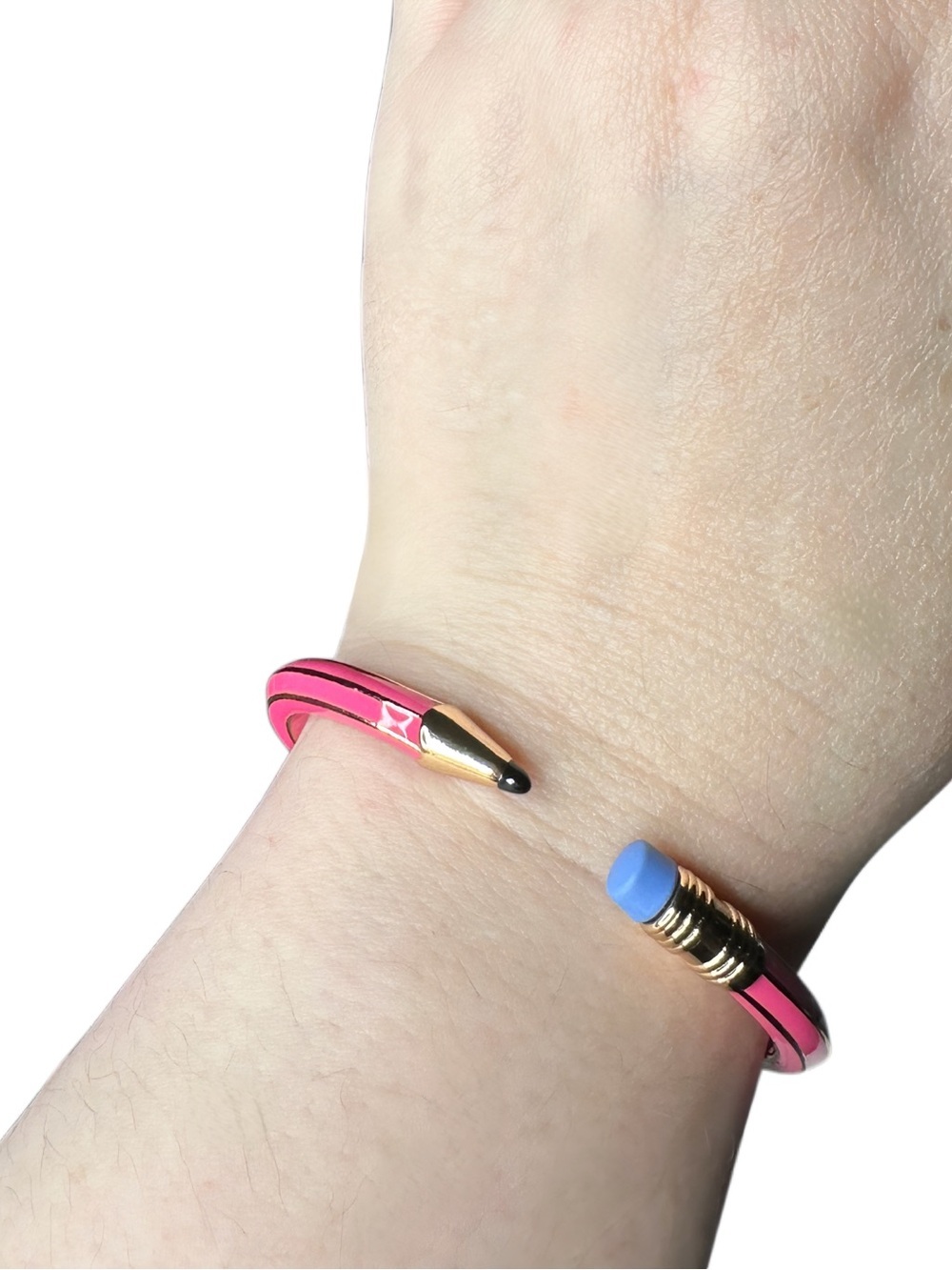 Betsey Johnson Pink Enamel Pencil Bangle with Gold Accents - Picture 2 of 3